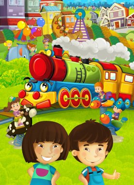 çocuklar parkta eğleniyor ile tren