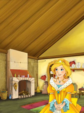 Prenses veya büyücü eski geleneksel mutfak 