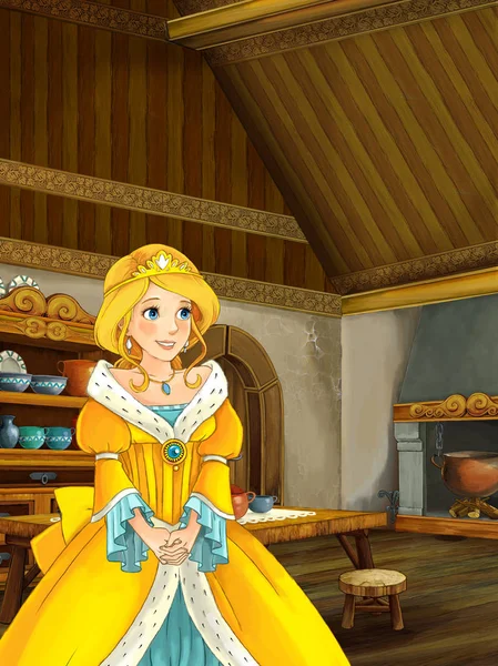 Принцесса или колдунья на старой традиционной кухне — стоковое фото
