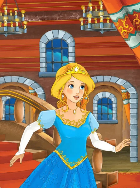 Cartoon fairy tale scene with princess — Stock Photo, Image