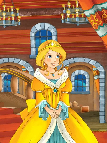 Cartoon sprookje scène met prinses — Stockfoto