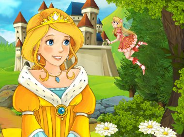 bir kale önünde uçan peri meting kız