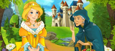 Cadı kız önünde bir kale ve söz