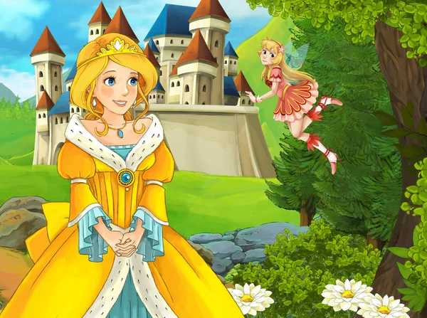 bir kale önünde uçan peri meting kız