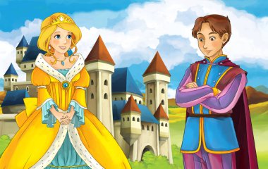 Kız Kalesi ve Prens önünde ayakta