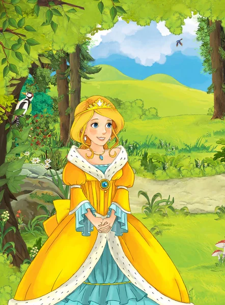 Prinsessan i skogen titta runt — Stockfoto