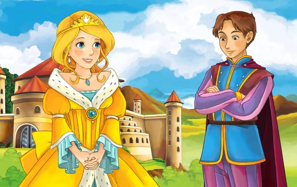 Kız Kalesi ve Prens önünde ayakta