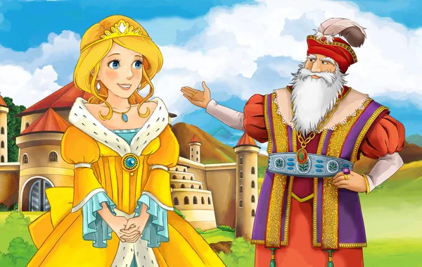 Kız önünde, bir kale ve Kral