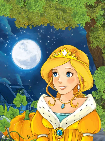 Kreslený scény s mladá princezna — Stock fotografie