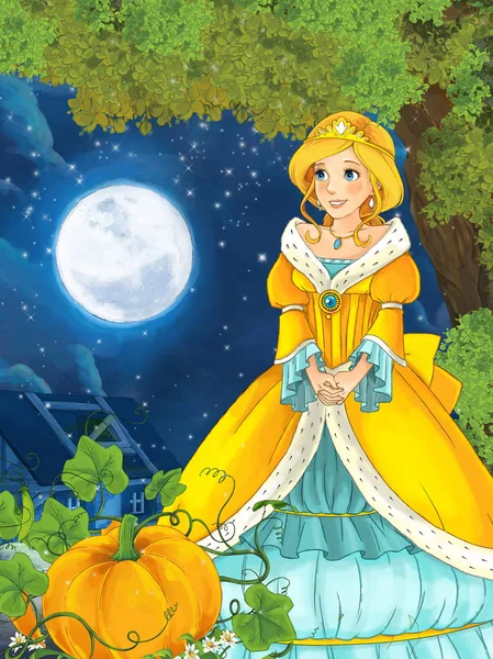 Genç prenses ile çizgi film sahne