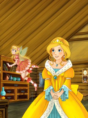 Prenses uçan peri veya büyücü bakıyor 