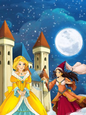 bir kale önünde şirin princes  