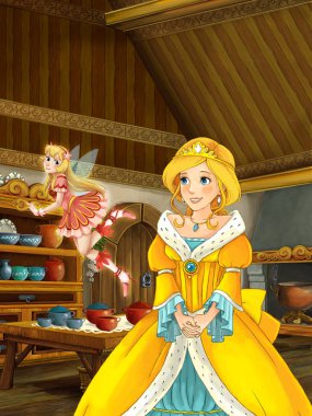 Prenses uçan peri veya büyücü bakıyor  