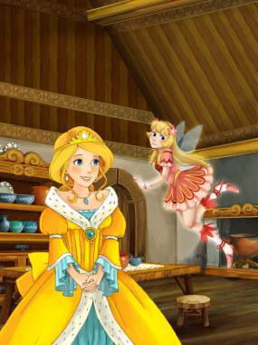 Prenses uçan peri veya büyücü bakıyor 