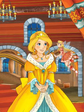 Prenses uçan peri veya büyücü bakıyor