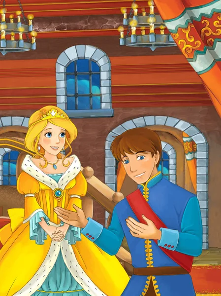 Cena conto de fadas com príncipe e princesa — Fotografia de Stock