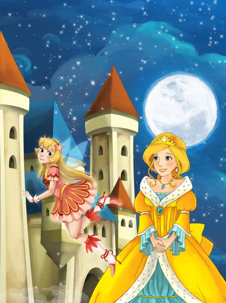 Söpö prinssejä edessä linnan — kuvapankkivalokuva