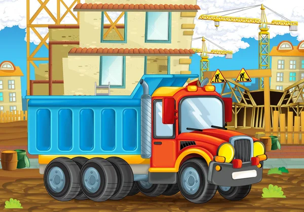 Canteiro de obras com caminhão pesado — Fotografia de Stock