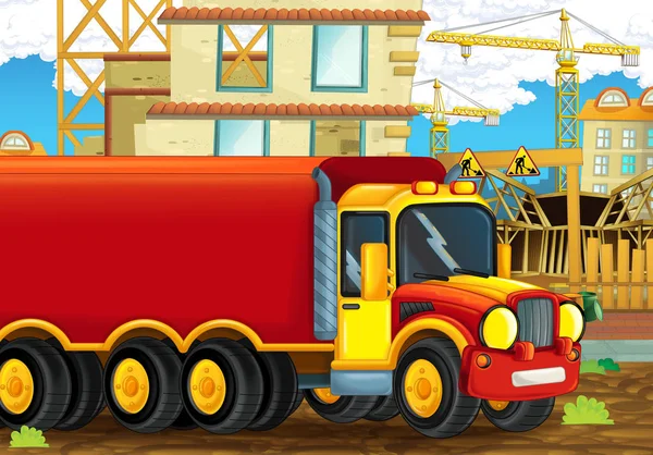 Строительная площадка с тяжелым грузовиком — стоковое фото