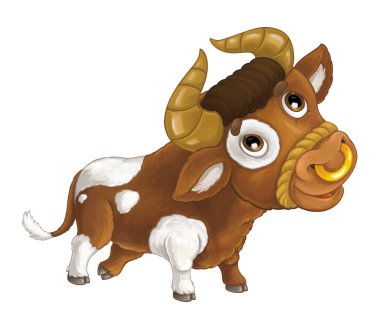 neşeli boğa çalıştıran, gülümseyen ve seyir 