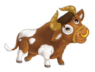 neşeli boğa çalıştıran, gülümseyen ve seyir 