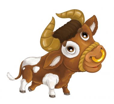 neşeli boğa çalıştıran, gülümseyen ve seyir 