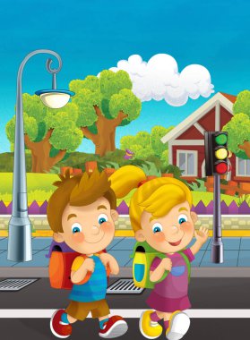 mutlu çocuk okula gidiyor