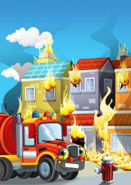 Araba yangını koyarak iş ile illüstrasyon