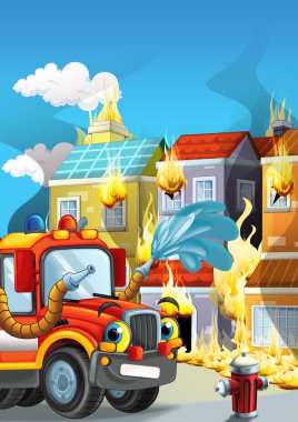 Araba yangını koyarak iş ile illüstrasyon