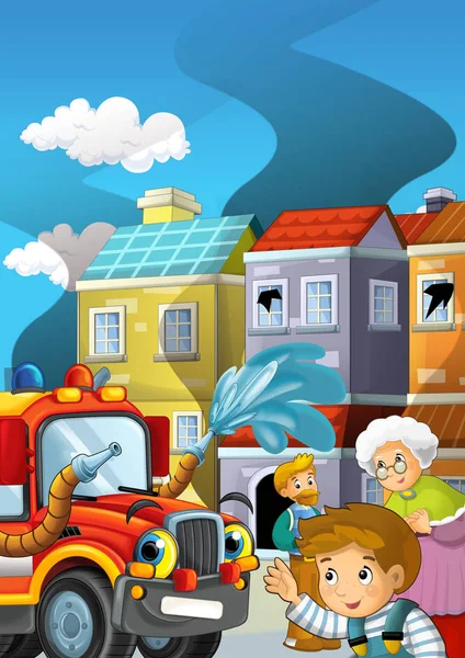 Araba yangını koyarak iş ile illüstrasyon