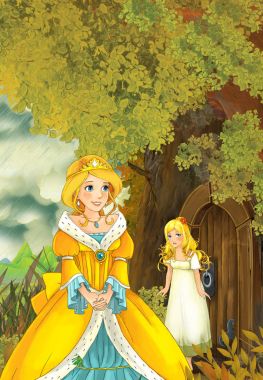 Kız Prenses ağaca gidiş ev diğer kızla tanışmak