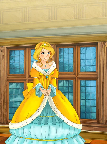 Princess stående i några rum i castle — Stockfoto