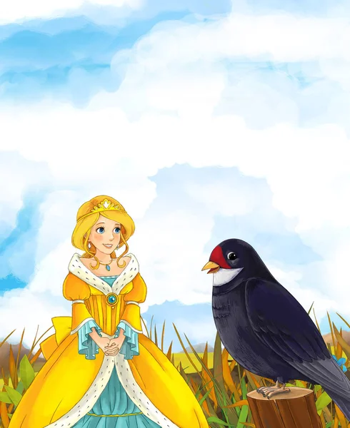 princess in the nature meeting cuckoo bird