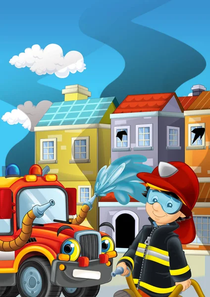 itfaiyeci ve kamyon ateşi koyarak iş başında