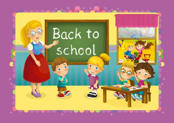 Scene of cartoon school - education — Stock Photo, Image