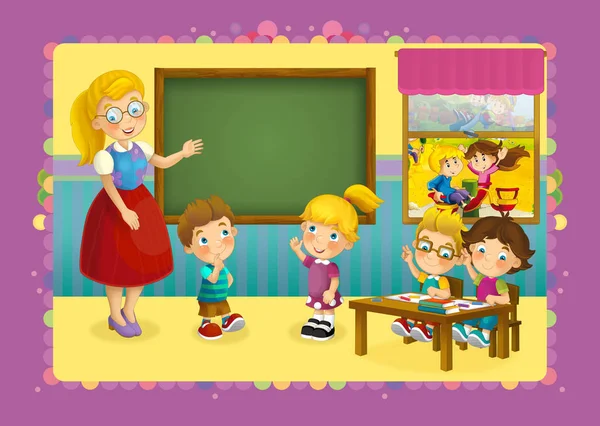 Scene of cartoon school - education — Stock Photo, Image