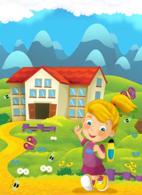 Çocuk okul gezisinde