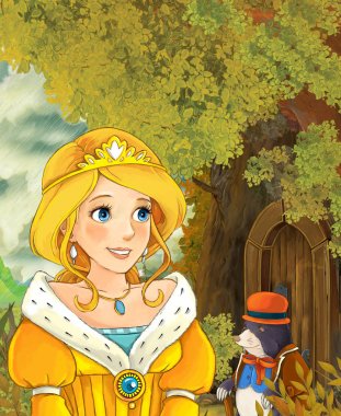 Prenses köstebek için konuşan ağaç evi yanında 