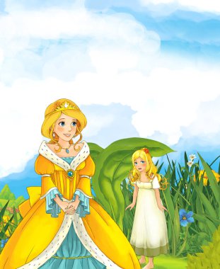 Prenses kız yaprak altında ayakta bakarak