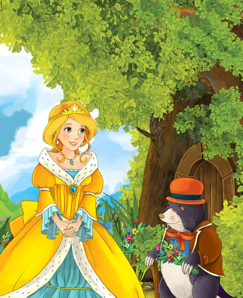 Prenses köstebek için konuşan ağaç evi yanında 