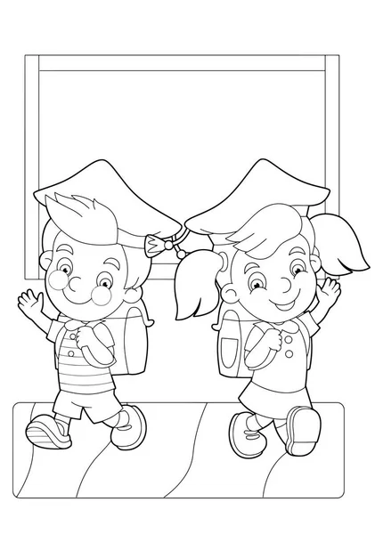 Девочка и мальчик возле доски в школе — стоковый вектор