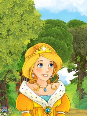 ormanda genç bayan Prenses ayakta