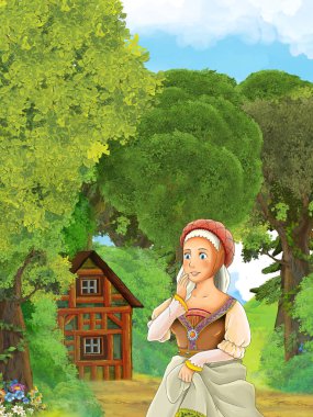 ormanda genç bayan Prenses ayakta 