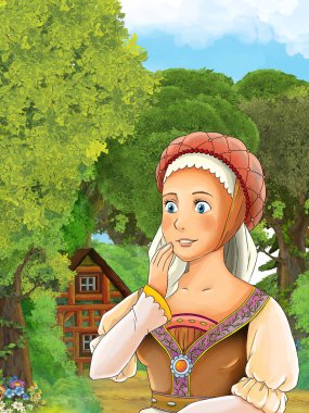 ormanda genç bayan Prenses ayakta 