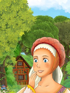 ormanda genç bayan Prenses ayakta 