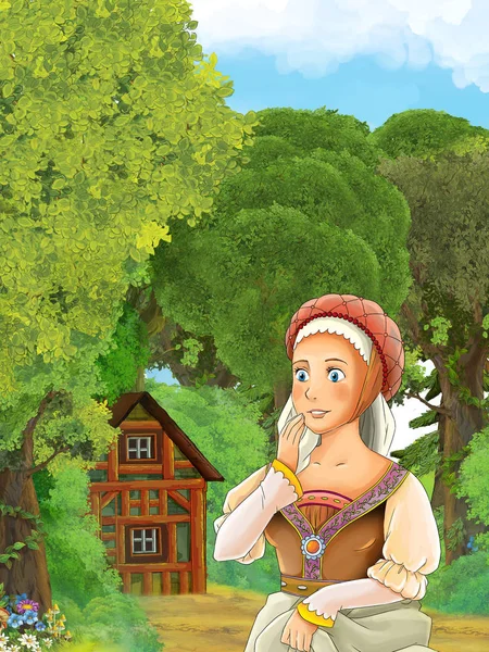 ormanda genç bayan Prenses ayakta 