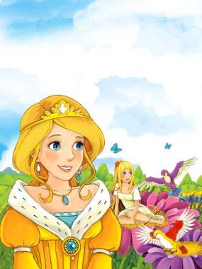 Prenses Peri çiçek üzerinde seyir çayırda