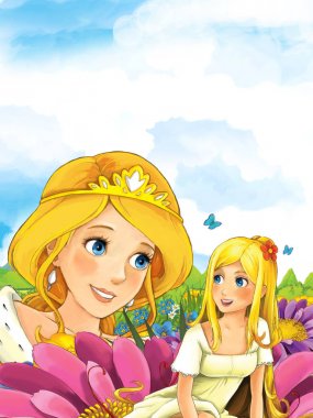 Prenses Peri çiçek üzerinde seyir çayırda