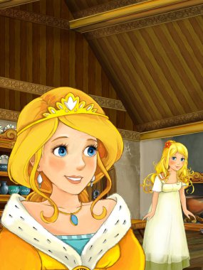 diğer genç kızla konuşurken Prenses