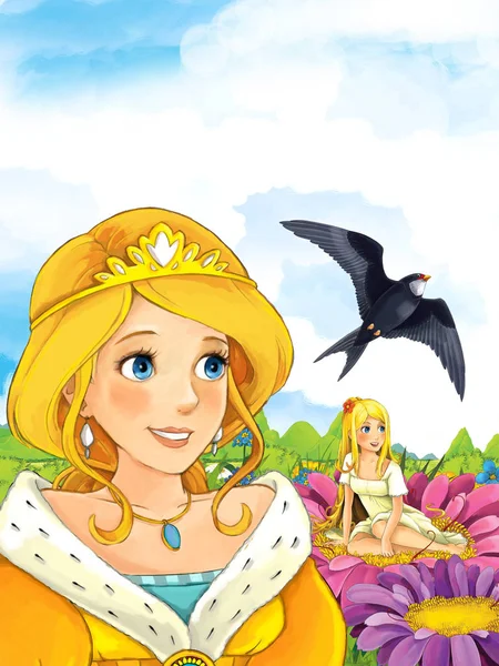 Prenses Peri çiçek üzerinde seyir çayırda — Stok fotoğraf